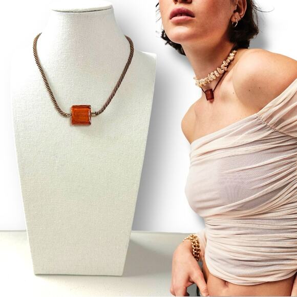 Free People Sunshine Express Choker Brown NWT Glass Bohemian Necklace Layering - Picture 1 of 7